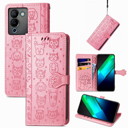 Cat and Dog Embossed Phone Leather Phone Case, For Infinix Note 12 G96, For Kyocera Android One S10, For OnePlus Ace 2, For Realme C55, For Tecno Pova Neo 5G, For vivo S15e, For Samsung Galaxy A14 4G, For Samsung Galaxy A34 5G