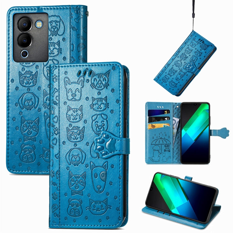 Cat and Dog Embossed Phone Leather Phone Case, For Infinix Note 12 G96, For Kyocera Android One S10, For OnePlus Ace 2, For Realme C55, For Tecno Pova Neo 5G, For vivo S15e, For Samsung Galaxy A14 4G, For Samsung Galaxy A34 5G