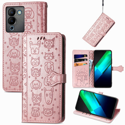 Cat and Dog Embossed Phone Leather Phone Case, For Infinix Note 12 G96, For Kyocera Android One S10, For OnePlus Ace 2, For Realme C55, For Tecno Pova Neo 5G, For vivo S15e, For Samsung Galaxy A14 4G, For Samsung Galaxy A34 5G