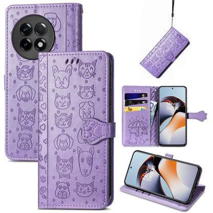 Cat and Dog Embossed Phone Leather Phone Case, For Infinix Note 12 G96, For Kyocera Android One S10, For OnePlus Ace 2, For Realme C55, For Tecno Pova Neo 5G, For vivo S15e, For Samsung Galaxy A14 4G, For Samsung Galaxy A34 5G