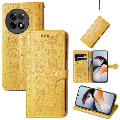 Cat and Dog Embossed Phone Leather Phone Case, For Infinix Note 12 G96, For Kyocera Android One S10, For OnePlus Ace 2, For Realme C55, For Tecno Pova Neo 5G, For vivo S15e, For Samsung Galaxy A14 4G, For Samsung Galaxy A34 5G