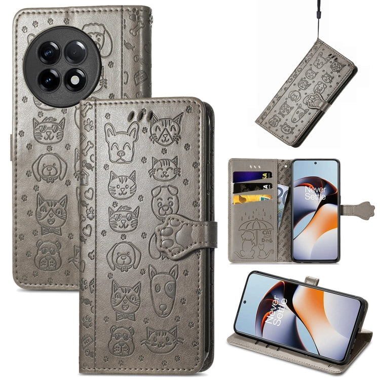 Cat and Dog Embossed Phone Leather Phone Case, For Infinix Note 12 G96, For Kyocera Android One S10, For OnePlus Ace 2, For Realme C55, For Tecno Pova Neo 5G, For vivo S15e, For Samsung Galaxy A14 4G, For Samsung Galaxy A34 5G