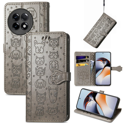 Cat and Dog Embossed Phone Leather Phone Case, For Infinix Note 12 G96, For Kyocera Android One S10, For OnePlus Ace 2, For Realme C55, For Tecno Pova Neo 5G, For vivo S15e, For Samsung Galaxy A14 4G, For Samsung Galaxy A34 5G