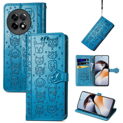 Cat and Dog Embossed Phone Leather Phone Case, For Infinix Note 12 G96, For Kyocera Android One S10, For OnePlus Ace 2, For Realme C55, For Tecno Pova Neo 5G, For vivo S15e, For Samsung Galaxy A14 4G, For Samsung Galaxy A34 5G