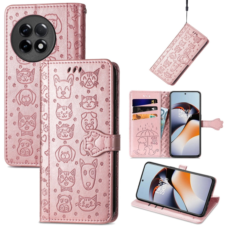 Cat and Dog Embossed Phone Leather Phone Case, For Infinix Note 12 G96, For Kyocera Android One S10, For OnePlus Ace 2, For Realme C55, For Tecno Pova Neo 5G, For vivo S15e, For Samsung Galaxy A14 4G, For Samsung Galaxy A34 5G
