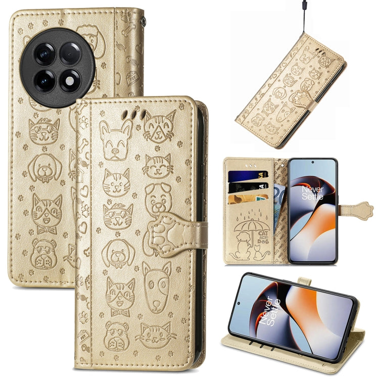 Cat and Dog Embossed Phone Leather Phone Case, For Infinix Note 12 G96, For Kyocera Android One S10, For OnePlus Ace 2, For Realme C55, For Tecno Pova Neo 5G, For vivo S15e, For Samsung Galaxy A14 4G, For Samsung Galaxy A34 5G