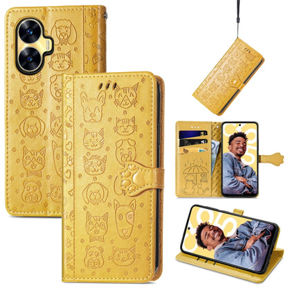 Cat and Dog Embossed Phone Leather Phone Case, For Infinix Note 12 G96, For Kyocera Android One S10, For OnePlus Ace 2, For Realme C55, For Tecno Pova Neo 5G, For vivo S15e, For Samsung Galaxy A14 4G, For Samsung Galaxy A34 5G