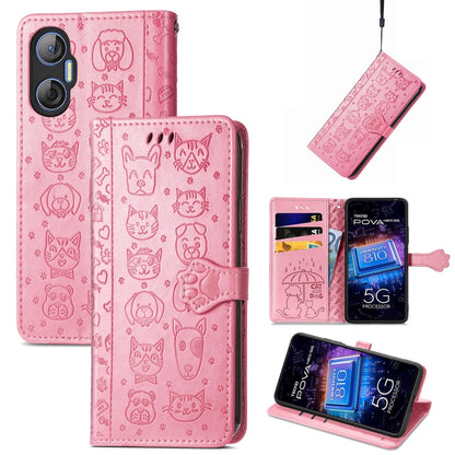 Cat and Dog Embossed Phone Leather Phone Case, For Infinix Note 12 G96, For Kyocera Android One S10, For OnePlus Ace 2, For Realme C55, For Tecno Pova Neo 5G, For vivo S15e, For Samsung Galaxy A14 4G, For Samsung Galaxy A34 5G