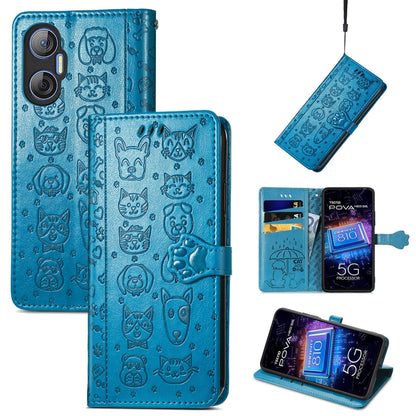 Cat and Dog Embossed Phone Leather Phone Case, For Infinix Note 12 G96, For Kyocera Android One S10, For OnePlus Ace 2, For Realme C55, For Tecno Pova Neo 5G, For vivo S15e, For Samsung Galaxy A14 4G, For Samsung Galaxy A34 5G