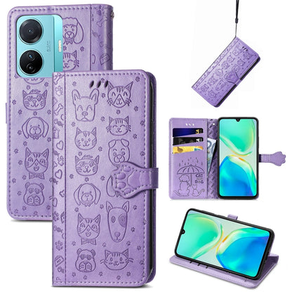Cat and Dog Embossed Phone Leather Phone Case, For Infinix Note 12 G96, For Kyocera Android One S10, For OnePlus Ace 2, For Realme C55, For Tecno Pova Neo 5G, For vivo S15e, For Samsung Galaxy A14 4G, For Samsung Galaxy A34 5G