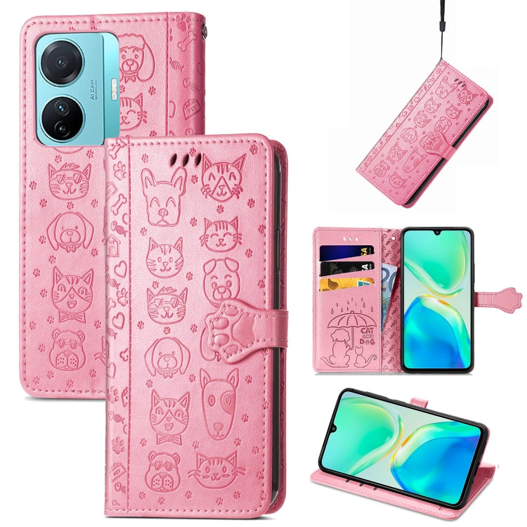 Cat and Dog Embossed Phone Leather Phone Case, For Infinix Note 12 G96, For Kyocera Android One S10, For OnePlus Ace 2, For Realme C55, For Tecno Pova Neo 5G, For vivo S15e, For Samsung Galaxy A14 4G, For Samsung Galaxy A34 5G
