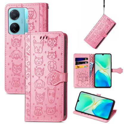 Cat and Dog Embossed Phone Leather Phone Case, For Infinix Note 12 G96, For Kyocera Android One S10, For OnePlus Ace 2, For Realme C55, For Tecno Pova Neo 5G, For vivo S15e, For Samsung Galaxy A14 4G, For Samsung Galaxy A34 5G