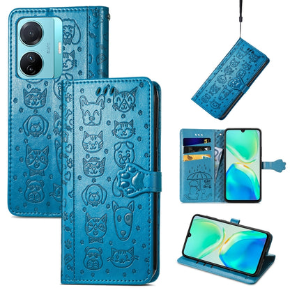 Cat and Dog Embossed Phone Leather Phone Case, For Infinix Note 12 G96, For Kyocera Android One S10, For OnePlus Ace 2, For Realme C55, For Tecno Pova Neo 5G, For vivo S15e, For Samsung Galaxy A14 4G, For Samsung Galaxy A34 5G