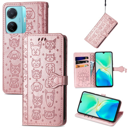 Cat and Dog Embossed Phone Leather Phone Case, For Infinix Note 12 G96, For Kyocera Android One S10, For OnePlus Ace 2, For Realme C55, For Tecno Pova Neo 5G, For vivo S15e, For Samsung Galaxy A14 4G, For Samsung Galaxy A34 5G