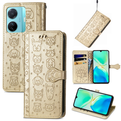 Cat and Dog Embossed Phone Leather Phone Case, For Infinix Note 12 G96, For Kyocera Android One S10, For OnePlus Ace 2, For Realme C55, For Tecno Pova Neo 5G, For vivo S15e, For Samsung Galaxy A14 4G, For Samsung Galaxy A34 5G