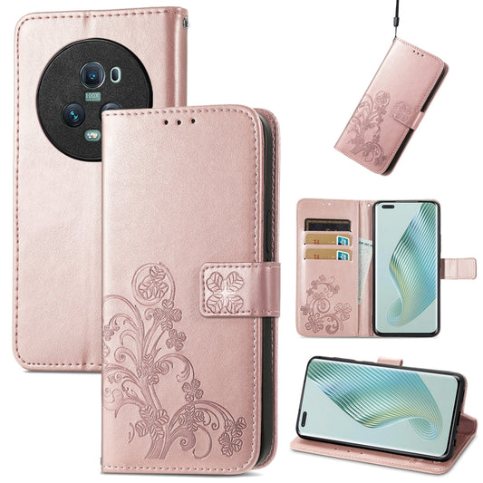 Four-leaf Clasp Embossed Buckle Leather Phone Case, For Honor Magic5 Pro, For Honor Magic5, For Motorola Moto E13, For Motorola Moto E22 4G, For Motorola Moto G23, For OnePlus 11, For OPPO Reno8 T 4G, For Realme GT Neo 5, For TCL 40R, For TCL 403