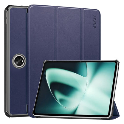 For OnePlus Pad / OPPO Pad 2 ENKAY Tri-fold Custer Texture Leather Stand Smart Case, For OnePlus Pad / OPPO Pad 2