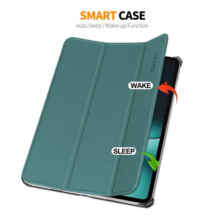 For OnePlus Pad / OPPO Pad 2 ENKAY Tri-fold Custer Texture Leather Stand Smart Case, For OnePlus Pad / OPPO Pad 2