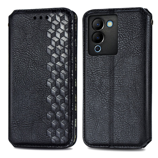 Cubic Grid Pressed Magnetic Leather Phone Case, For Infinix Note 12 G96, For Kyocera Android One S10, For OnePlus Ace 2, For Realme C55, For Tecno Pova Neo 5G, For vivo S15e, For ZTE Blade A52, For Samsung Galaxy A14 4G, For Samsung Galaxy A34 5G