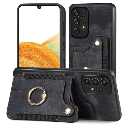 Retro Skin-feel Ring Multi-card Wallet Phone Case, For Samsung Galaxy S23+ 5G, For Samsung Galaxy S23 Ultra 5G, For Samsung Galaxy S22+ 5G, For Samsung Galaxy S22 Ultra 5G, For Samsung Galaxy S21 5G, For Samsung Galaxy S21+ 5G                          ...