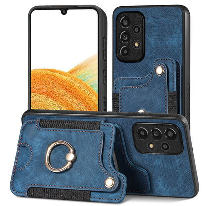 Retro Skin-feel Ring Multi-card Wallet Phone Case, For Samsung Galaxy S23+ 5G, For Samsung Galaxy S23 Ultra 5G, For Samsung Galaxy S22+ 5G, For Samsung Galaxy S22 Ultra 5G, For Samsung Galaxy S21 5G, For Samsung Galaxy S21+ 5G                          ...