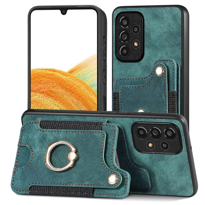 Retro Skin-feel Ring Multi-card Wallet Phone Case, For Samsung Galaxy S23+ 5G, For Samsung Galaxy S23 Ultra 5G, For Samsung Galaxy S22+ 5G, For Samsung Galaxy S22 Ultra 5G, For Samsung Galaxy S21 5G, For Samsung Galaxy S21+ 5G                          ...