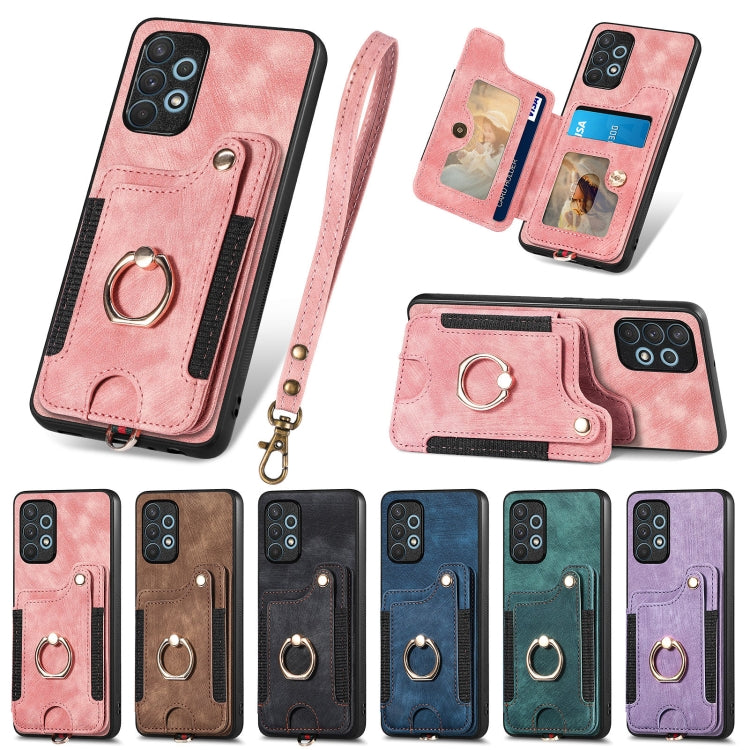 Retro Skin-feel Ring Multi-card Wallet Phone Case, For Samsung Galaxy A32 4G, For Samsung Galaxy A21s, For Samsung Galaxy A04, For Realme C35