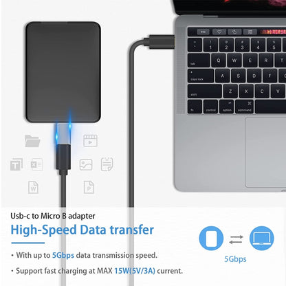 JUNSUNMAY USB-C / Type-C Female to Male USB 3.0 Micro B Adapter Converter, 1 PCS, 2 PCS