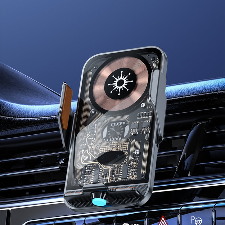 C11 Auto-Open 15W Transparentes Kfz-Ladegerät, Typ-C, kabellos, C11 (Grau), C11 (Blau), C11 (Gold)