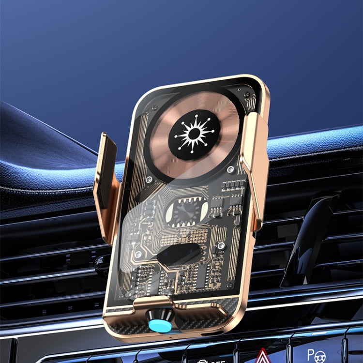C11 Auto-Open 15W Transparentes Kfz-Ladegerät, Typ-C, kabellos, C11 (Grau), C11 (Blau), C11 (Gold)