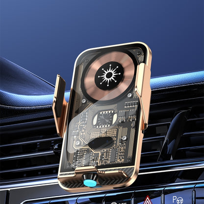C11 Auto-Open 15W Transparentes Kfz-Ladegerät, Typ-C, kabellos, C11 (Grau), C11 (Blau), C11 (Gold)