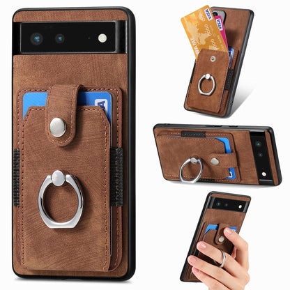 Retro Skin-feel Ring Card Wallet Phone Case, For Google Pixel 6 Pro, For Google Pixel 6, For Google Pixel 7 Pro, For Google Pixel 7, For Xiaomi Poco X5 Pro, For Xiaomi Redmi 9A