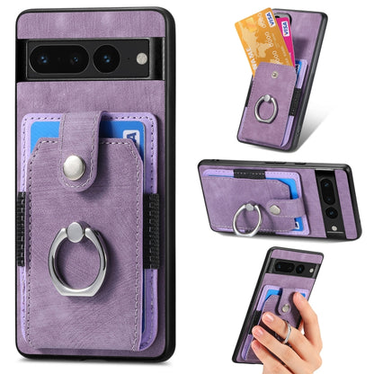 Retro Skin-feel Ring Card Wallet Phone Case, For Google Pixel 6 Pro, For Google Pixel 6, For Google Pixel 7 Pro, For Google Pixel 7, For Xiaomi Poco X5 Pro, For Xiaomi Redmi 9A