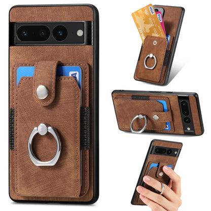 Retro Skin-feel Ring Card Wallet Phone Case, For Google Pixel 6 Pro, For Google Pixel 6, For Google Pixel 7 Pro, For Google Pixel 7, For Xiaomi Poco X5 Pro, For Xiaomi Redmi 9A