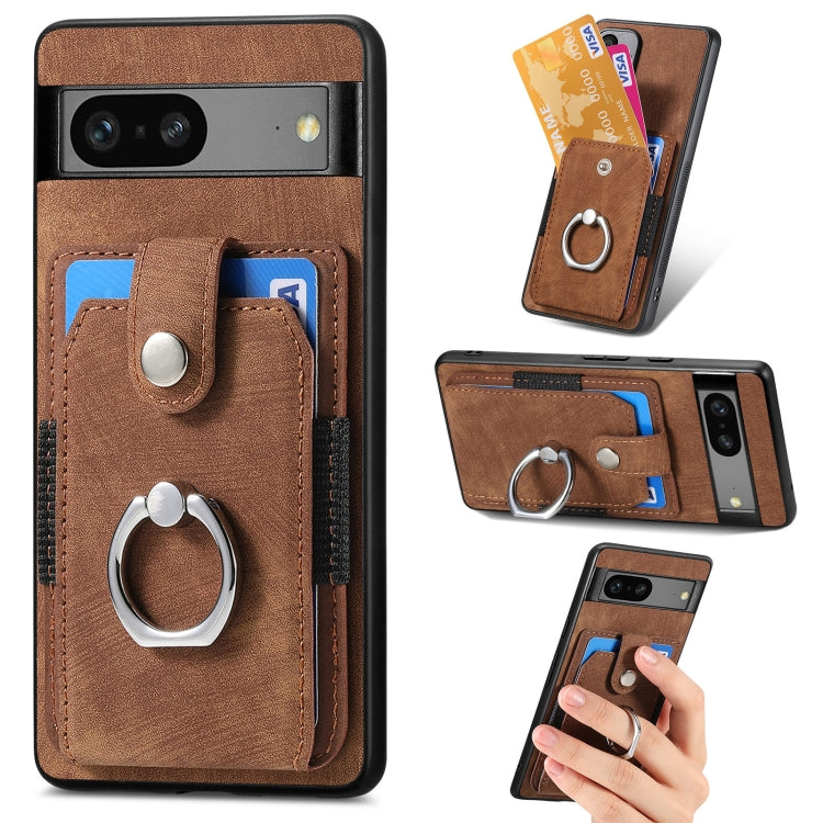 Retro Skin-feel Ring Card Wallet Phone Case, For Google Pixel 6 Pro, For Google Pixel 6, For Google Pixel 7 Pro, For Google Pixel 7, For Xiaomi Poco X5 Pro, For Xiaomi Redmi 9A