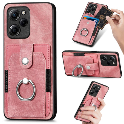Retro Skin-feel Ring Card Wallet Phone Case, For Google Pixel 6 Pro, For Google Pixel 6, For Google Pixel 7 Pro, For Google Pixel 7, For Xiaomi Poco X5 Pro, For Xiaomi Redmi 9A