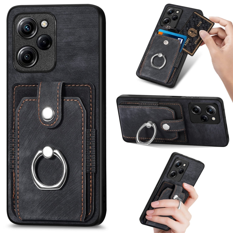 Retro Skin-feel Ring Card Wallet Phone Case, For Google Pixel 6 Pro, For Google Pixel 6, For Google Pixel 7 Pro, For Google Pixel 7, For Xiaomi Poco X5 Pro, For Xiaomi Redmi 9A