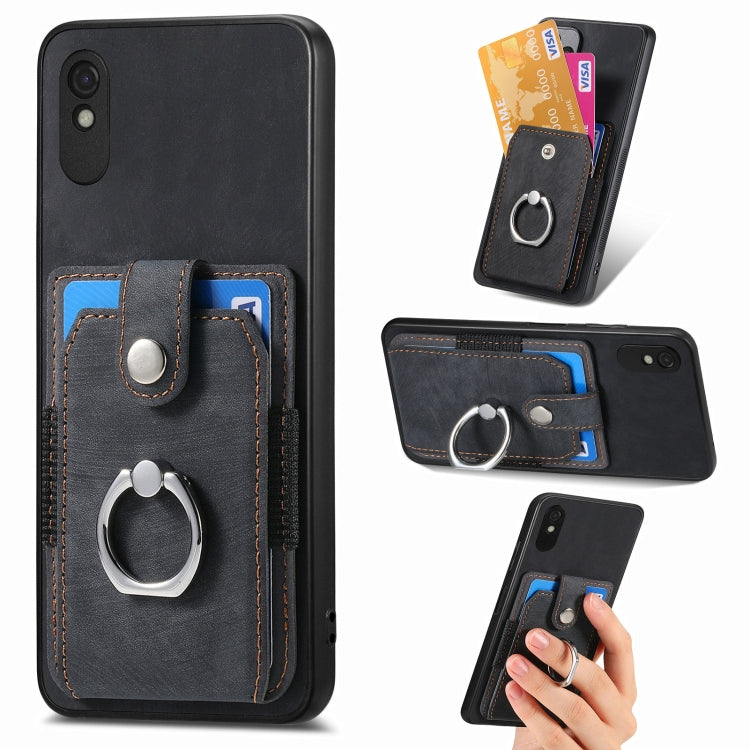 Retro Skin-feel Ring Card Wallet Phone Case, For Google Pixel 6 Pro, For Google Pixel 6, For Google Pixel 7 Pro, For Google Pixel 7, For Xiaomi Poco X5 Pro, For Xiaomi Redmi 9A