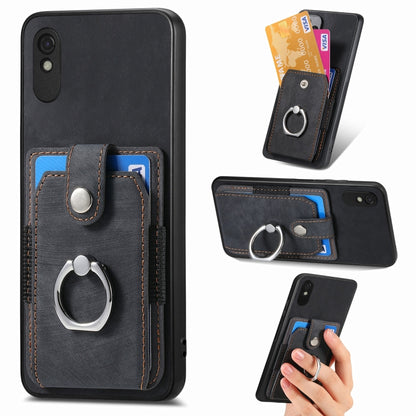 Retro Skin-feel Ring Card Wallet Phone Case, For Google Pixel 6 Pro, For Google Pixel 6, For Google Pixel 7 Pro, For Google Pixel 7, For Xiaomi Poco X5 Pro, For Xiaomi Redmi 9A