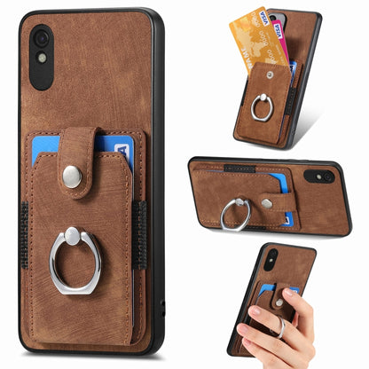Retro Skin-feel Ring Card Wallet Phone Case, For Google Pixel 6 Pro, For Google Pixel 6, For Google Pixel 7 Pro, For Google Pixel 7, For Xiaomi Poco X5 Pro, For Xiaomi Redmi 9A