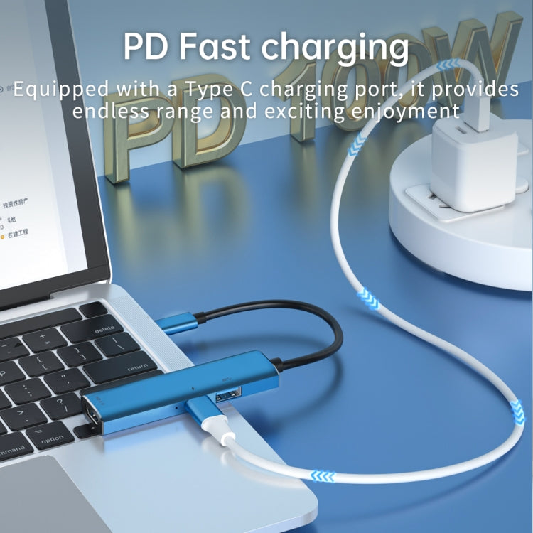 V264 3 in 1 USB-C / Type-C to USB3.0 + PD3.0 + HD2.0 3-Ports Multi Splitter Adapter OTG HUB, USB + PD + HD