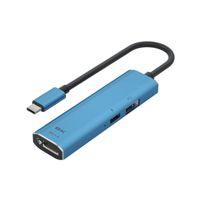 V264B 3 in 1 USB-C / Type-C to USB3.0 + PD3.0 + DP1.4 3-Ports Multi Splitter Adapter OTG HUB, USB + PD + DP