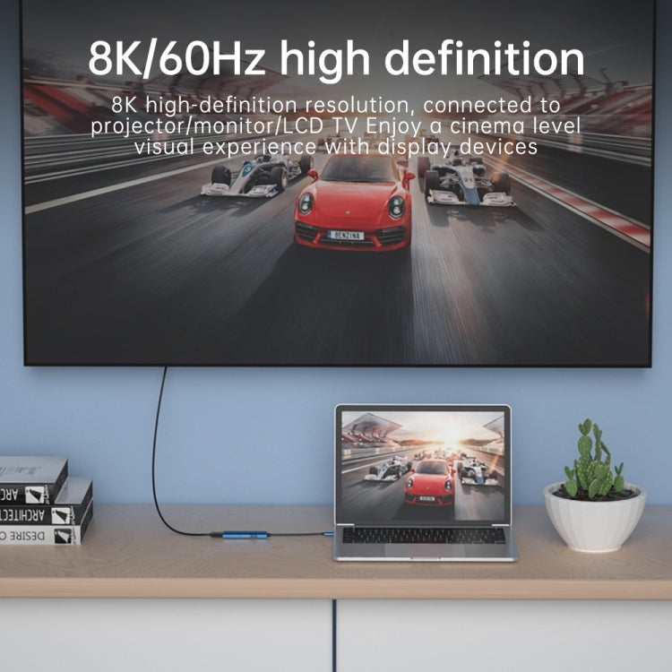 V264B 3 in 1 USB-C / Type-C to USB3.0 + PD3.0 + DP1.4 3-Ports Multi Splitter Adapter OTG HUB, USB + PD + DP