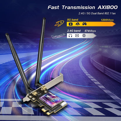 EDUP EP-9658 PCI-E WiFi 6 Card AX1800M Bluetooth 5.2 Adapter for Desktop PC, 2.4GHz/5.8GHz Dual Band Wireless PCI-E Internal Network Card