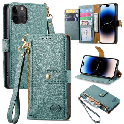 Love Zipper Lanyard Leather Phone Case