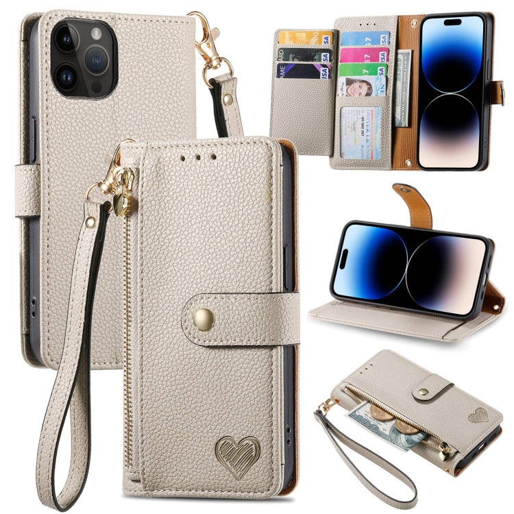 Love Zipper Lanyard Leather Phone Case