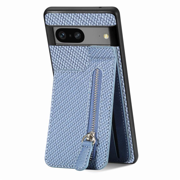 Carbon Fiber Vertical Flip Zipper Phone Case, For Google Pixel 10 Pro XL, For Google Pixel 10 / 10 Pro, For Google Pixel 9a, For Google Pixel 9 Pro XL, For Google Pixel 9 / 9 Pro, For Google Pixel 7a, For Google Pixel 7