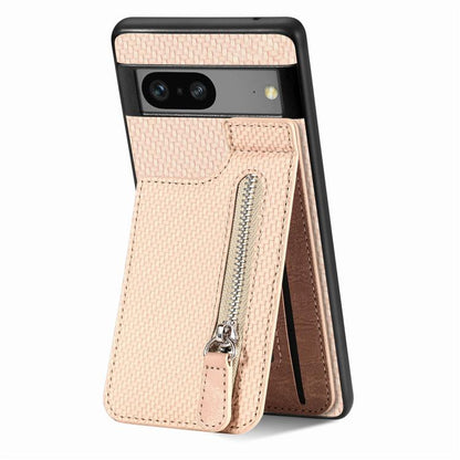 Carbon Fiber Vertical Flip Zipper Phone Case, For Google Pixel 10 Pro XL, For Google Pixel 10 / 10 Pro, For Google Pixel 9a, For Google Pixel 9 Pro XL, For Google Pixel 9 / 9 Pro, For Google Pixel 7a, For Google Pixel 7