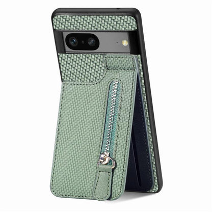 Carbon Fiber Vertical Flip Zipper Phone Case, For Google Pixel 10 Pro XL, For Google Pixel 10 / 10 Pro, For Google Pixel 9a, For Google Pixel 9 Pro XL, For Google Pixel 9 / 9 Pro, For Google Pixel 7a, For Google Pixel 7