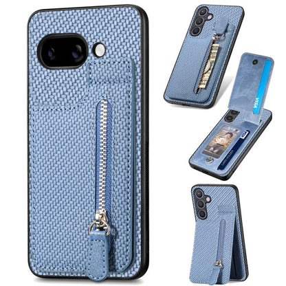 Carbon Fiber Vertical Flip Zipper Phone Case, For Google Pixel 10 Pro XL, For Google Pixel 10 / 10 Pro, For Google Pixel 9a, For Google Pixel 9 Pro XL, For Google Pixel 9 / 9 Pro, For Google Pixel 7a, For Google Pixel 7